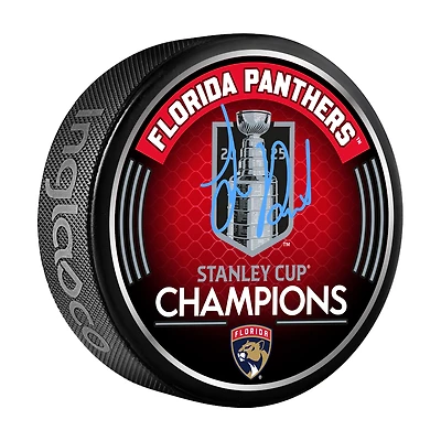 Sam Reinhart Florida Panthers Autographed 2025 Stanley Cup Champions Hockey Puck
