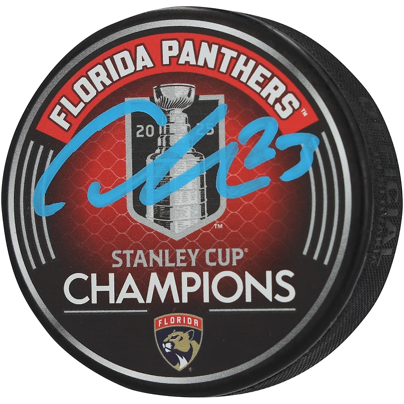 Carter Verhaeghe Florida Panthers Autographed 2025 Stanley Cup Champions Hockey Puck