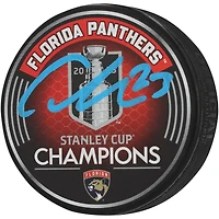 Carter Verhaeghe Florida Panthers Autographed 2025 Stanley Cup Champions Hockey Puck