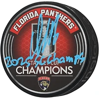 Aleksander Barkov Florida Panthers Autographed 2025 Stanley Cup Champions Hockey Puck with "2025 SC Champs" Inscription