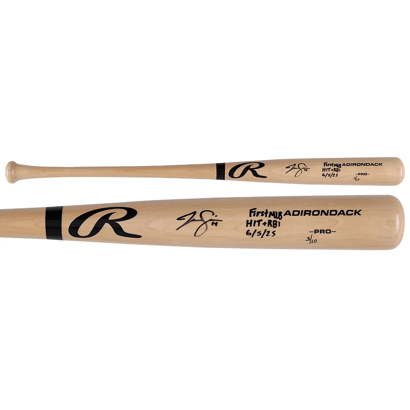 Jac Caglianone Kansas City Royals Autographed Blonde Rawlings Pro Bat with "First Hit + RBI 6/5/25" Inscription - Limited Edition of 10