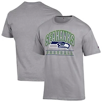 Men's Champion  Heather Gray Seattle Seahawks Helmet T-Shirt