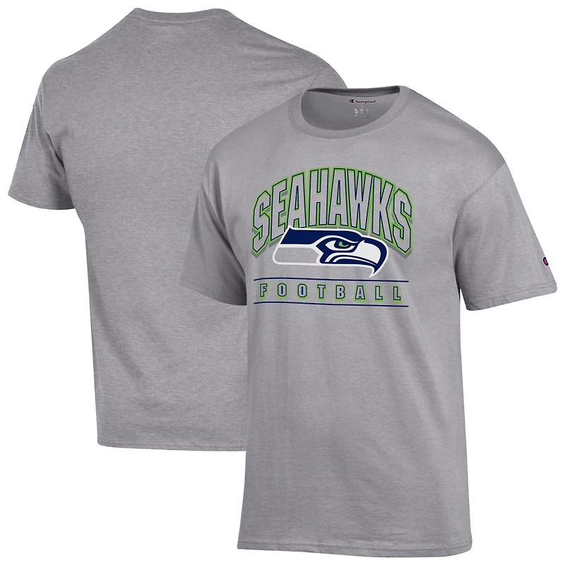 Men's Champion Heather Gray Seattle Seahawks Helmet T-Shirt