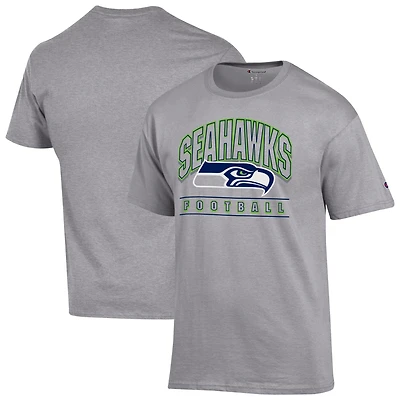 Men's Champion  Heather Gray Seattle Seahawks Helmet T-Shirt