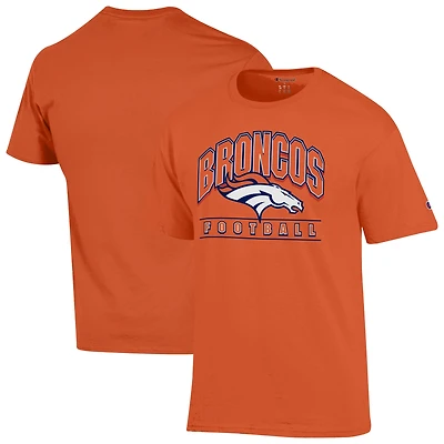 Men's Champion  Orange Denver Broncos Helmet T-Shirt