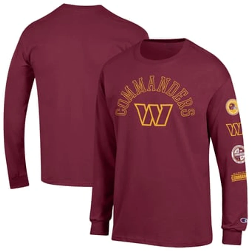 Men's Champion  Burgundy Washington Commanders Seal Long Sleeve T-Shirt