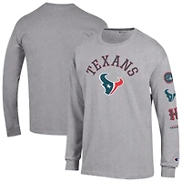 Men's Champion  Heather Gray Houston Texans Seal Long Sleeve T-Shirt