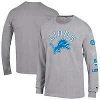 Men's Champion  Heather Gray Detroit Lions Seal Long Sleeve T-Shirt