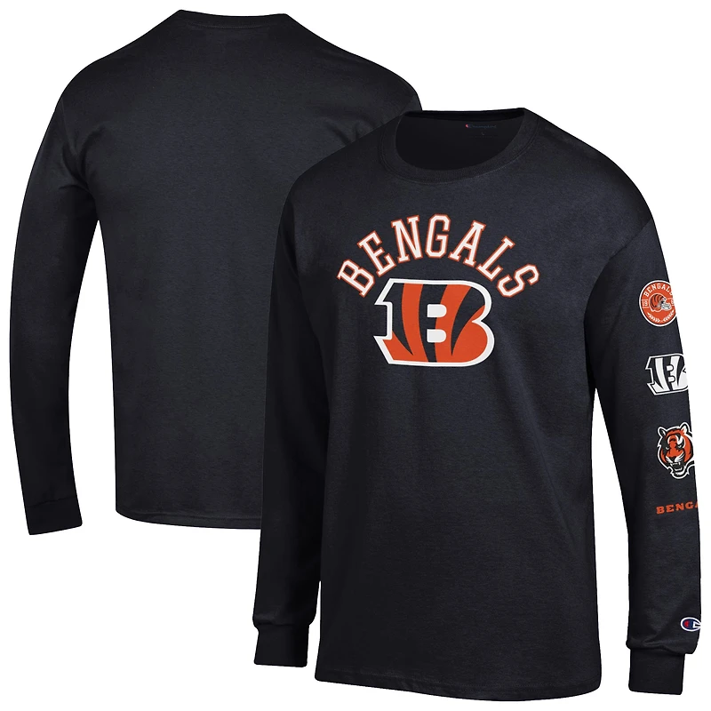 Men's Champion  Black Cincinnati Bengals Seal Long Sleeve T-Shirt