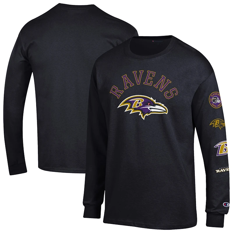 Men's Champion  Black Baltimore Ravens Seal Long Sleeve T-Shirt