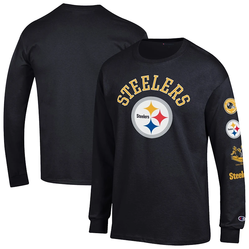 Men's Champion Black Pittsburgh Steelers Seal Long Sleeve T-Shirt