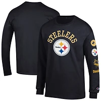 Men's Champion  Black Pittsburgh Steelers Seal Long Sleeve T-Shirt