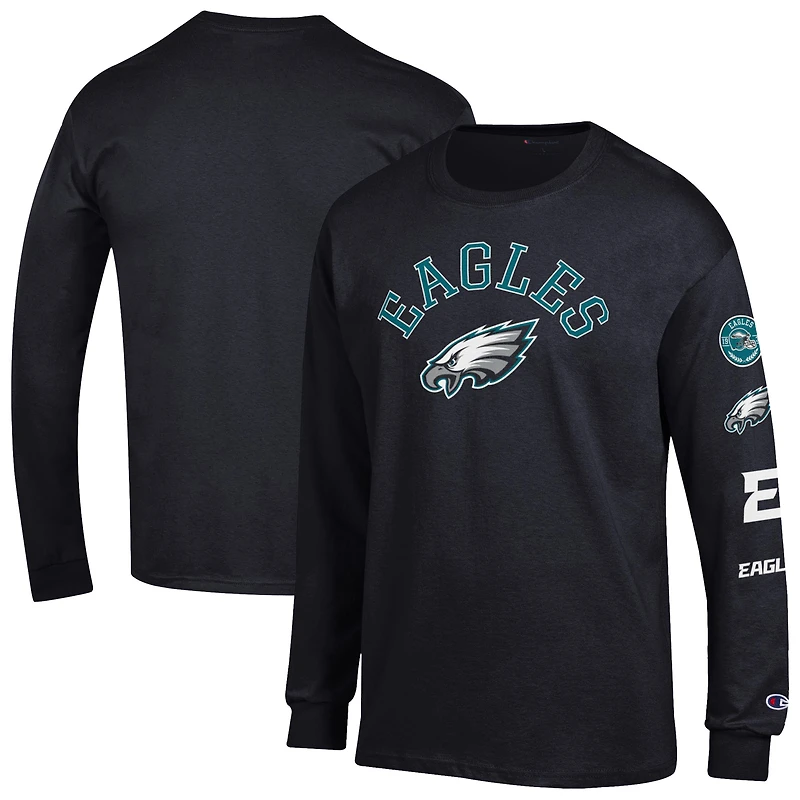 Men's Champion  Black Philadelphia Eagles Seal Long Sleeve T-Shirt