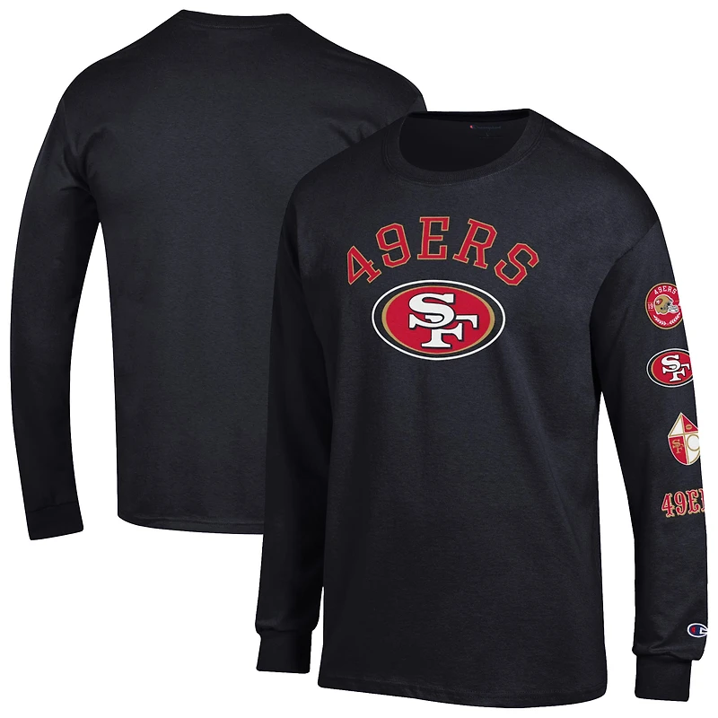 Men's Champion  Black San Francisco 49ers Seal Long Sleeve T-Shirt
