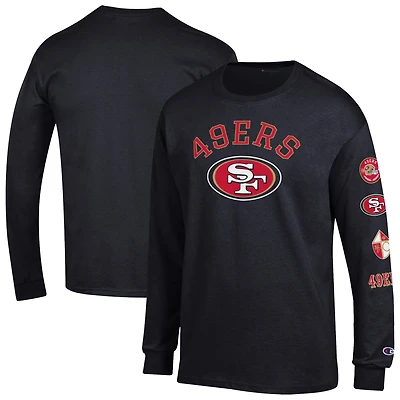 Men's Champion  Black San Francisco 49ers Seal Long Sleeve T-Shirt