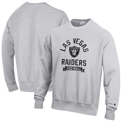 Men's Champion  Heather Gray Las Vegas Raiders Reverse Weave Fleece Pullover Sweatshirt