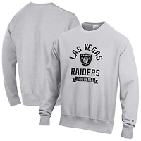 Men's Champion  Heather Gray Las Vegas Raiders Reverse Weave Fleece Pullover Sweatshirt