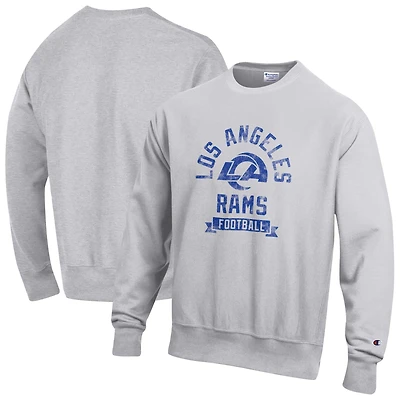 Men's Champion  Heather Gray Los Angeles Rams Reverse Weave Fleece Pullover Sweatshirt