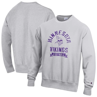 Men's Champion  Heather Gray Minnesota Vikings Reverse Weave Fleece Pullover Sweatshirt