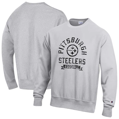 Men's Champion  Heather Gray Pittsburgh Steelers Reverse Weave Fleece Pullover Sweatshirt