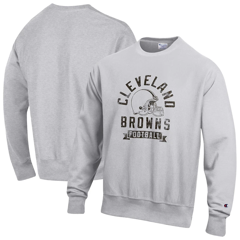 Men's Champion Heather Gray Cleveland Browns Reverse Weave Fleece Pullover Sweatshirt