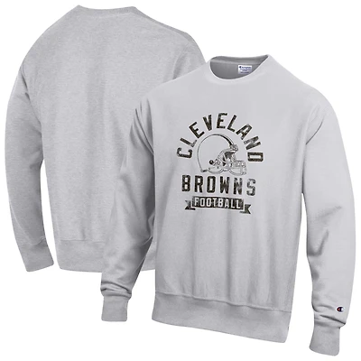 Men's Champion  Heather Gray Cleveland Browns Reverse Weave Fleece Pullover Sweatshirt