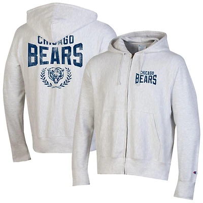 Men's Champion Heather Gray Chicago Bears Reverse Weave Full-Zip Hoodie
