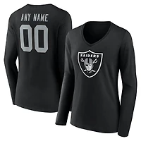 Women's Black Las Vegas Raiders Team Authentic Custom Name & Number Long Sleeve V-Neck T-Shirt