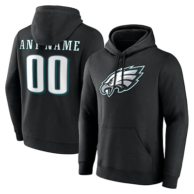 Men's Black Philadelphia Eagles Team Authentic Custom Name & Number Pullover Hoodie