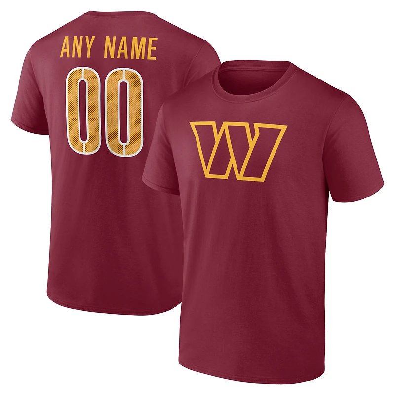 Men's Burgundy Washington Commanders Team Authentic Custom Name & Number T-Shirt