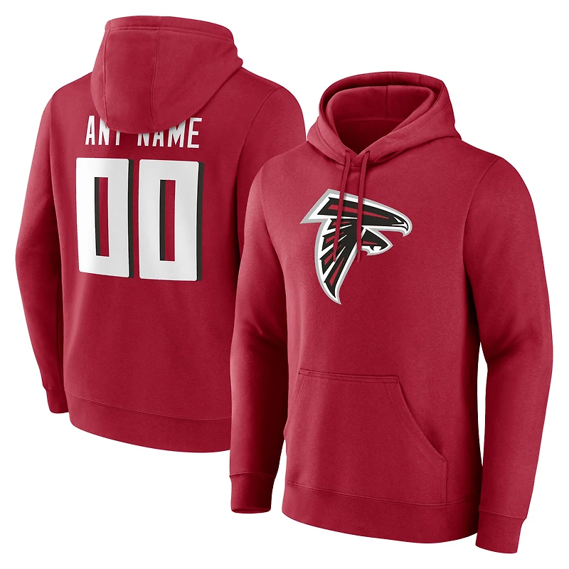 Men's Red Atlanta Falcons Team Authentic Custom Name & Number Pullover Hoodie