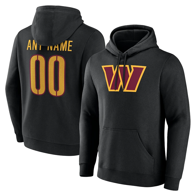 Men's Black Washington Commanders Team Authentic Custom Name & Number Pullover Hoodie