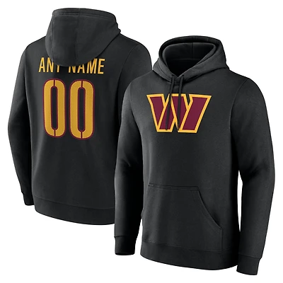 Men's Black Washington Commanders Team Authentic Custom Name & Number Pullover Hoodie