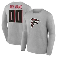 Men's Gray Atlanta Falcons Team Authentic Custom Name & Number Long Sleeve T-Shirt