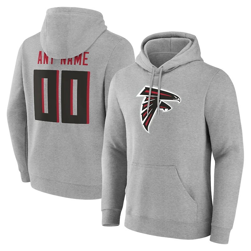 Men's Gray Atlanta Falcons Team Authentic Custom Name & Number Pullover Hoodie