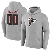 Men's Gray Atlanta Falcons Team Authentic Custom Name & Number Pullover Hoodie
