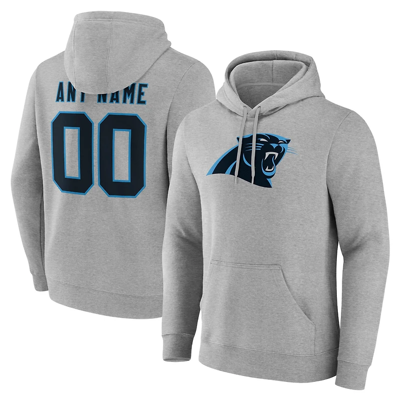 Men's Gray Carolina Panthers Team Authentic Custom Name & Number Pullover Hoodie