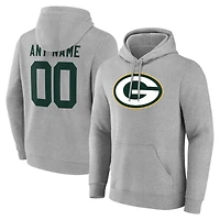 Men's Gray Green Bay Packers Team Authentic Custom Name & Number Pullover Hoodie