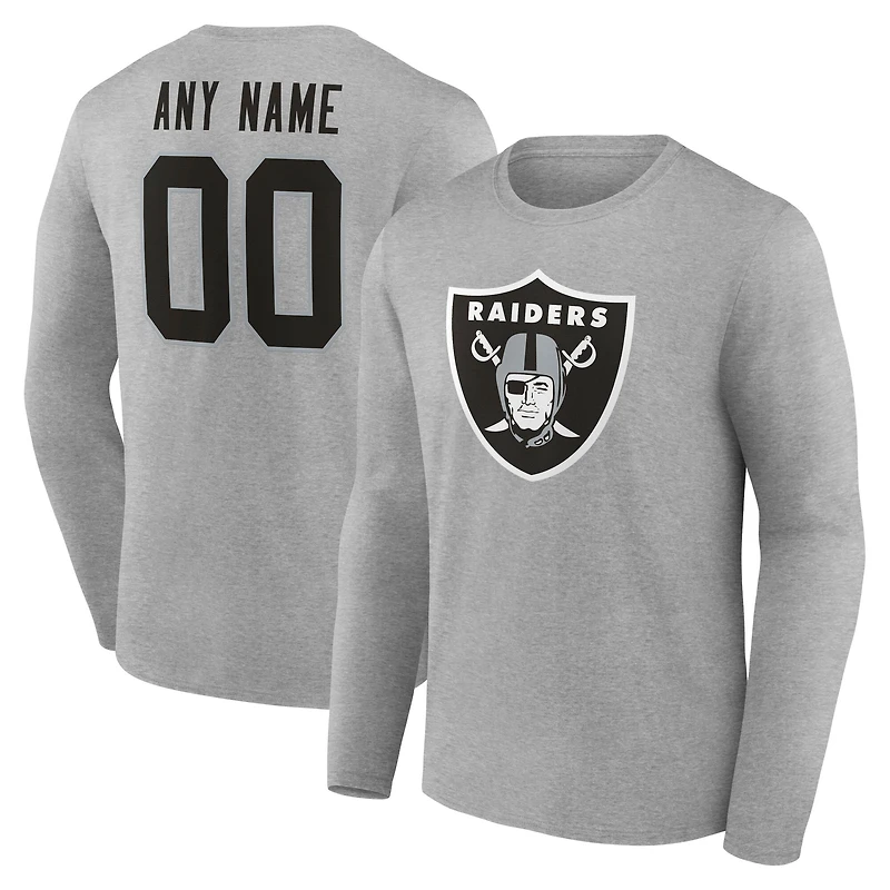 Men's Gray Las Vegas Raiders Team Authentic Custom Name & Number Long Sleeve T-Shirt