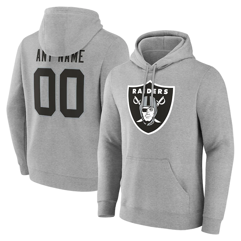 Men's Gray Las Vegas Raiders Team Authentic Custom Name & Number Pullover Hoodie
