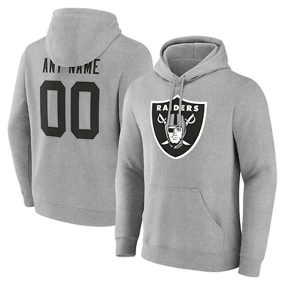 Men's Gray Las Vegas Raiders Team Authentic Custom Name & Number Pullover Hoodie