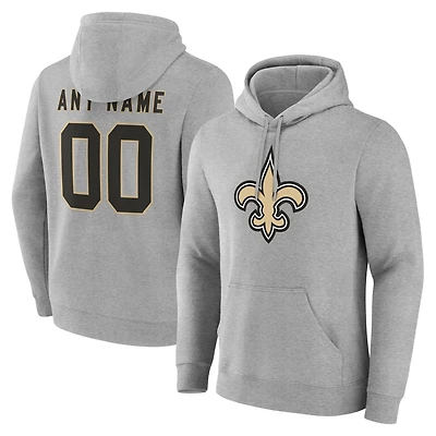 Men's Gray New Orleans Saints Team Authentic Custom Name & Number Pullover Hoodie