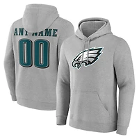 Men's Gray Philadelphia Eagles Team Authentic Custom Name & Number Pullover Hoodie