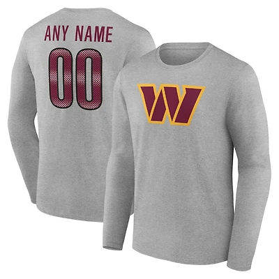 Men's Gray Washington Commanders Team Authentic Custom Name & Number Long Sleeve T-Shirt