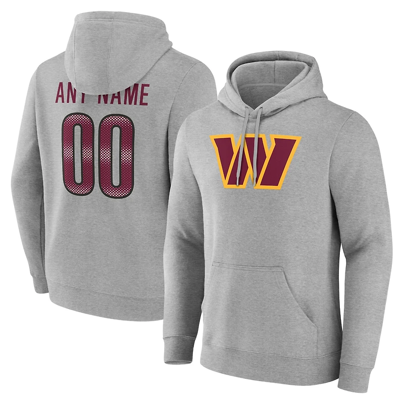 Men's Gray Washington Commanders Team Authentic Custom Name & Number Pullover Hoodie