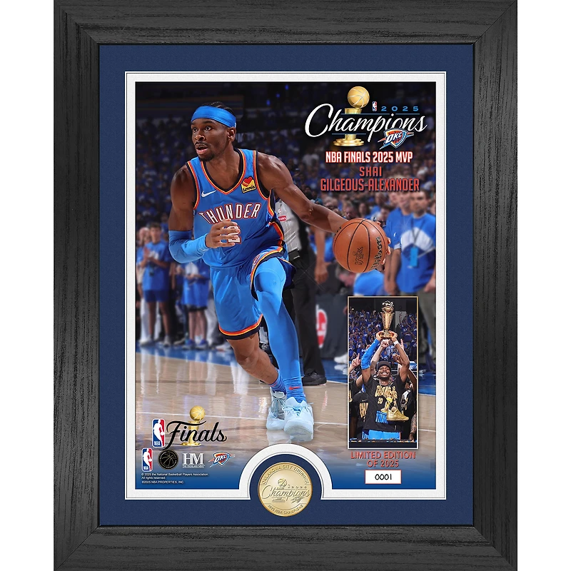 Highland Mint Shai Gilgeous-Alexander Oklahoma City Thunder 2025 NBA Finals Champions 13" x 16" MVP Bronze Coin Photo Mint