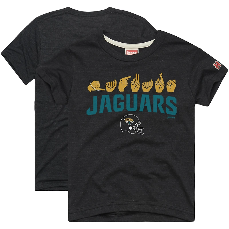 Youth Homage Charcoal Jacksonville Jaguars Love Sign x ASL 2.0 Tri-Blend T-Shirt