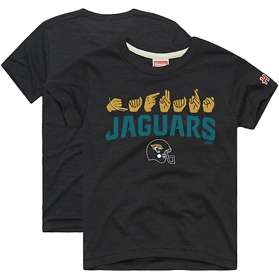 Youth Homage Charcoal Jacksonville Jaguars Love Sign x ASL 2.0 Tri-Blend T-Shirt