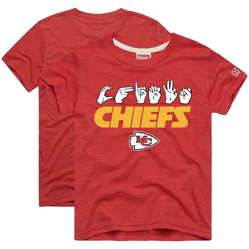 Youth Homage Red Kansas City Chiefs Love Sign x ASL 2.0 Tri-Blend T-Shirt