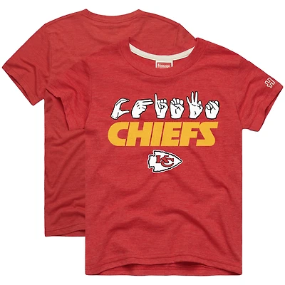 Youth Homage Red Kansas City Chiefs Love Sign x ASL 2.0 Tri-Blend T-Shirt